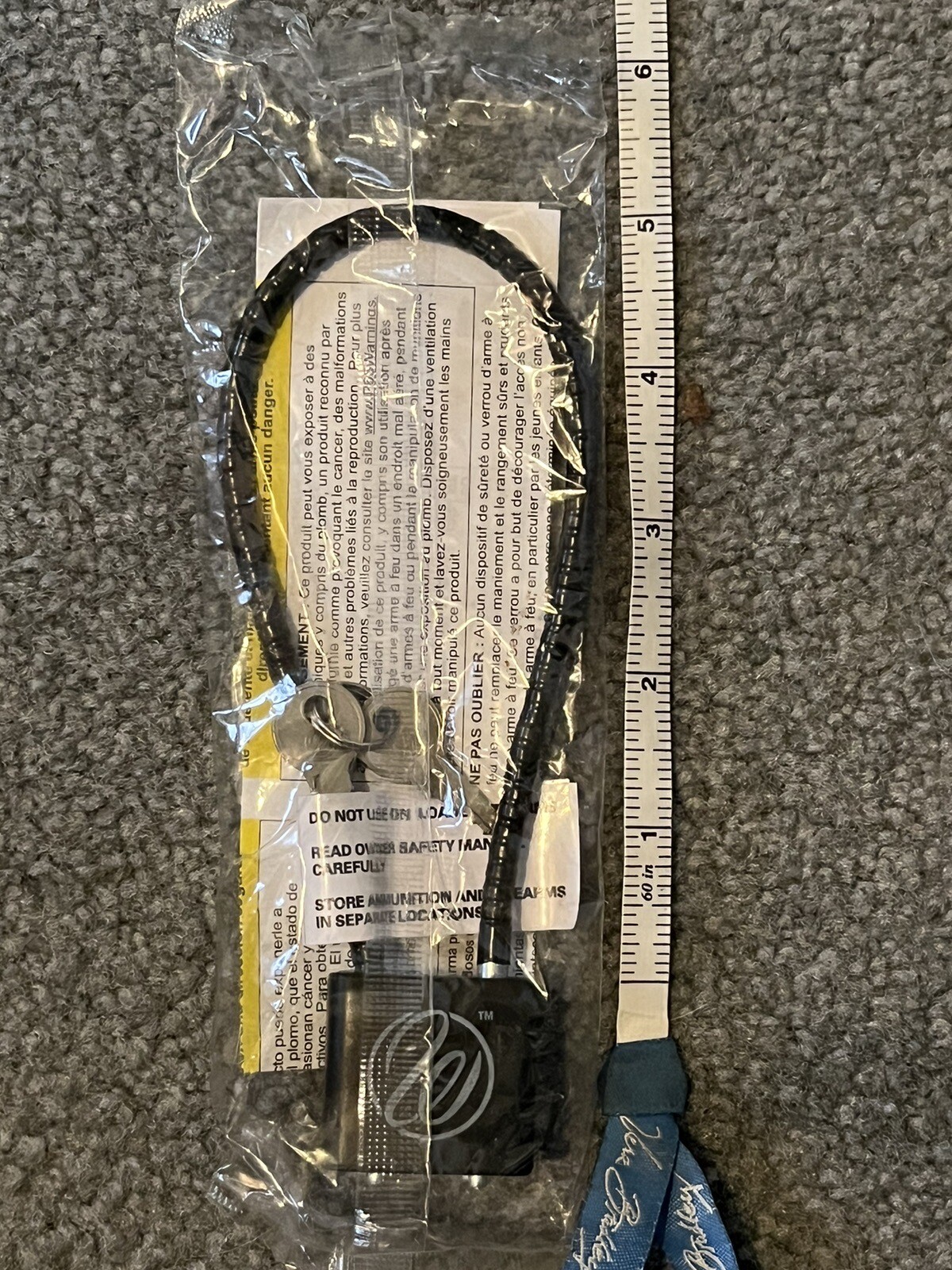 1 1" Gun Cable Lockdown 30 mm Lock With Keys DOJ Compliant Handgun Rifle R11SC3