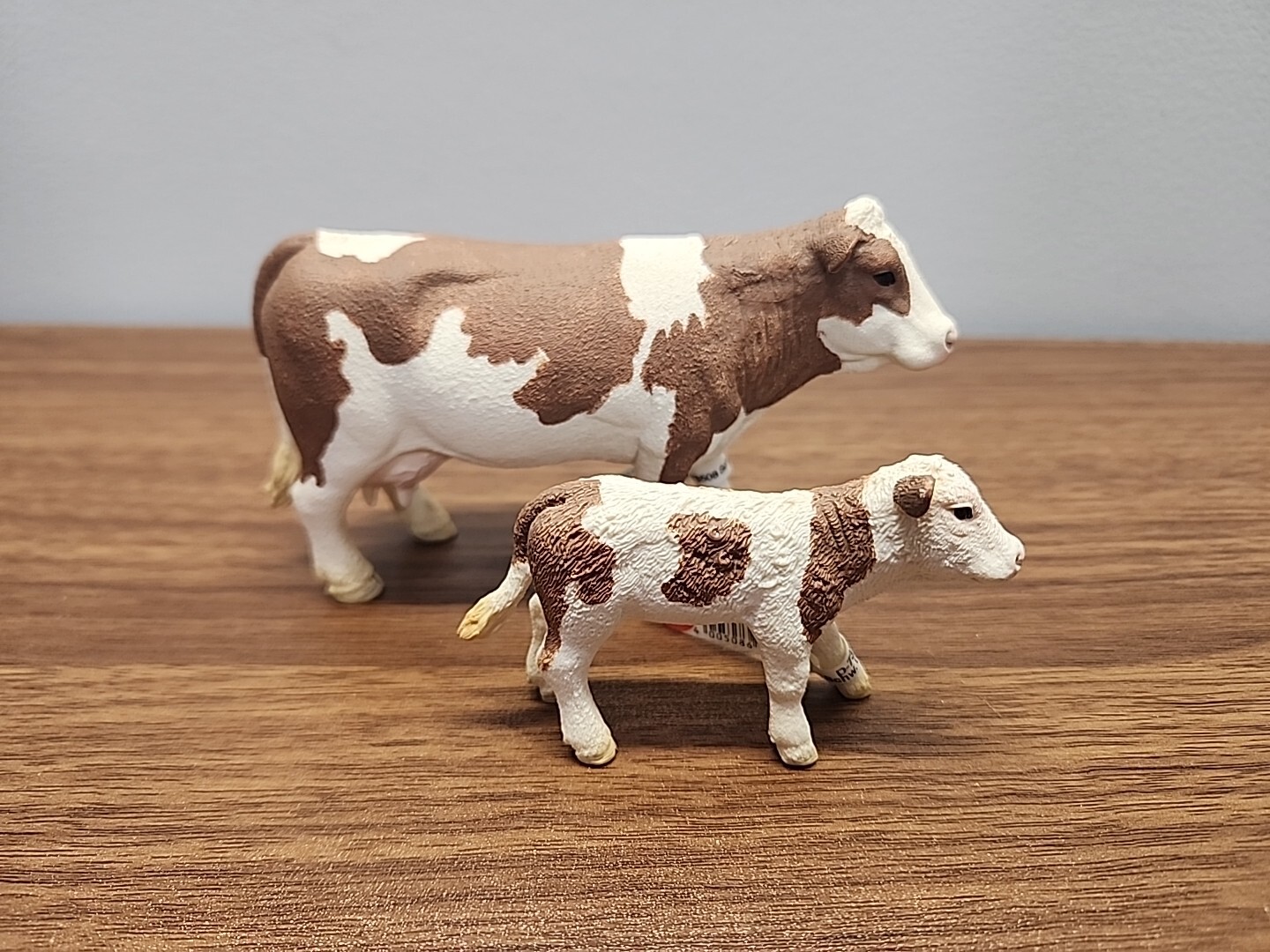 Schleich Simmental Cow & Baby Calf Steer 13801 13802 Farm Toy Figure Brown ~ NWT