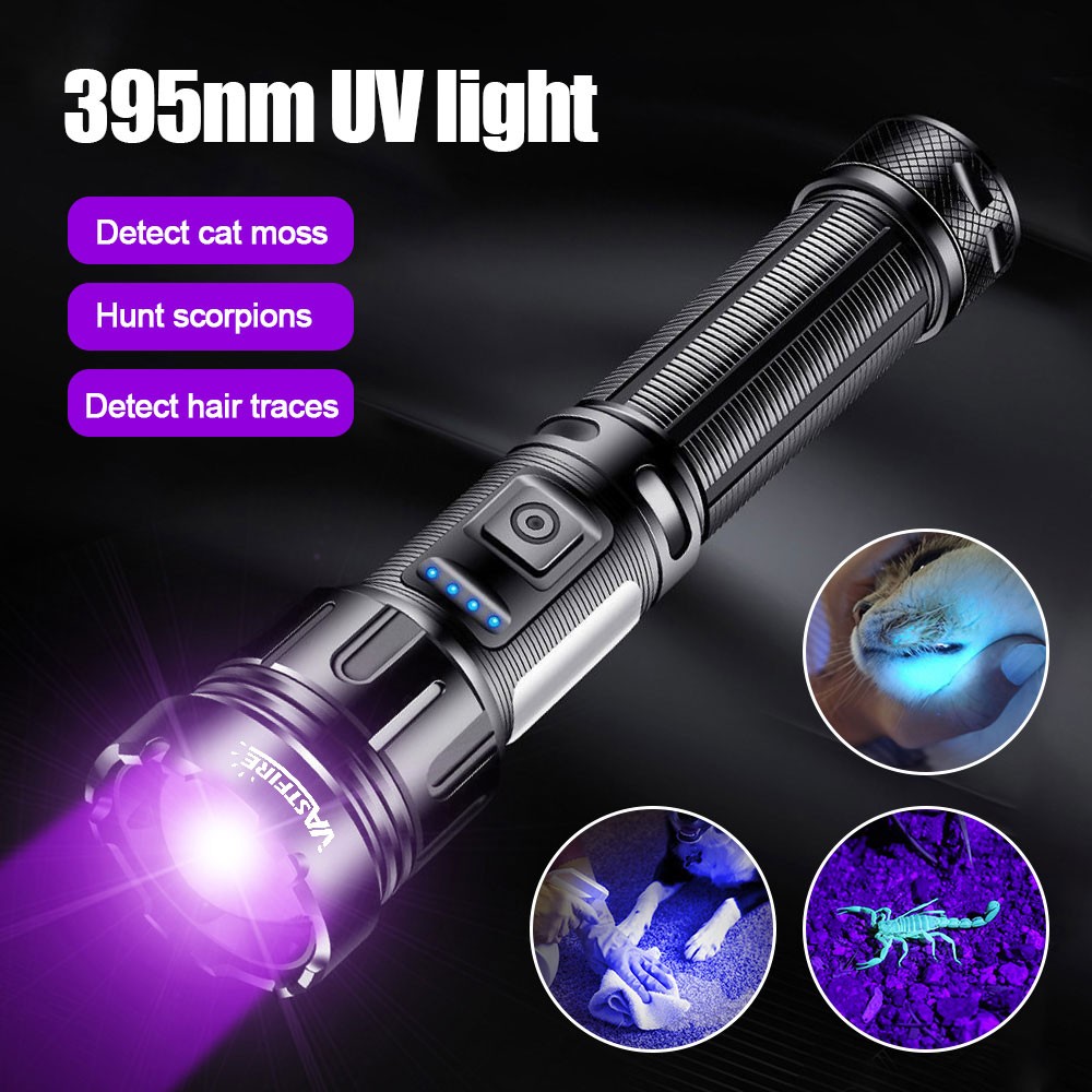 UV Flashlight LED Torch 2 in 1 White&Black Light Waterproof 395nm Light Bright