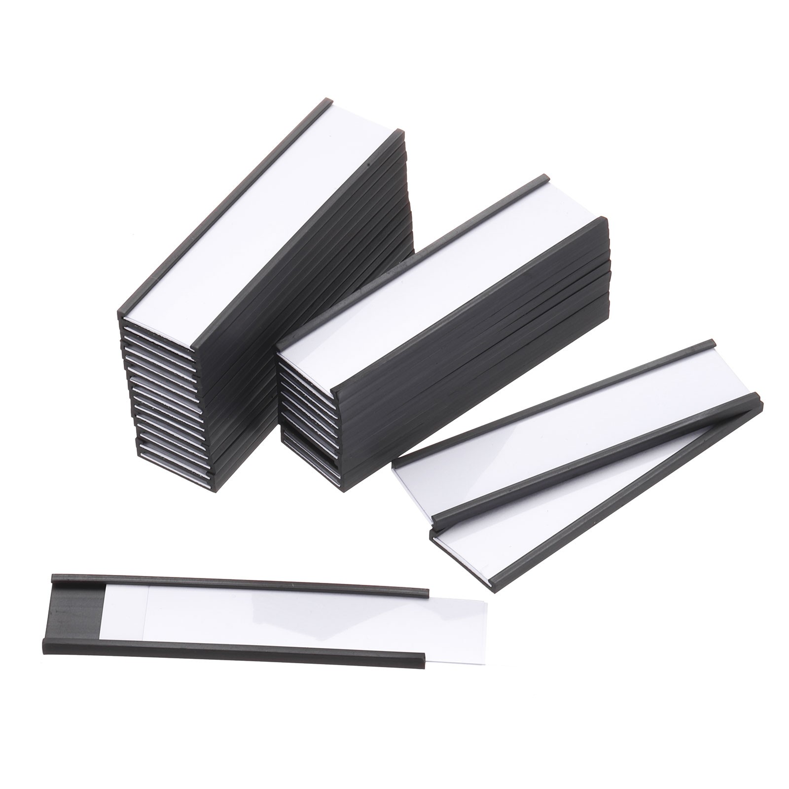 60Pack Label Holders 0.8" x 3" C Channel Rubber Magnetic for Metal Shelves