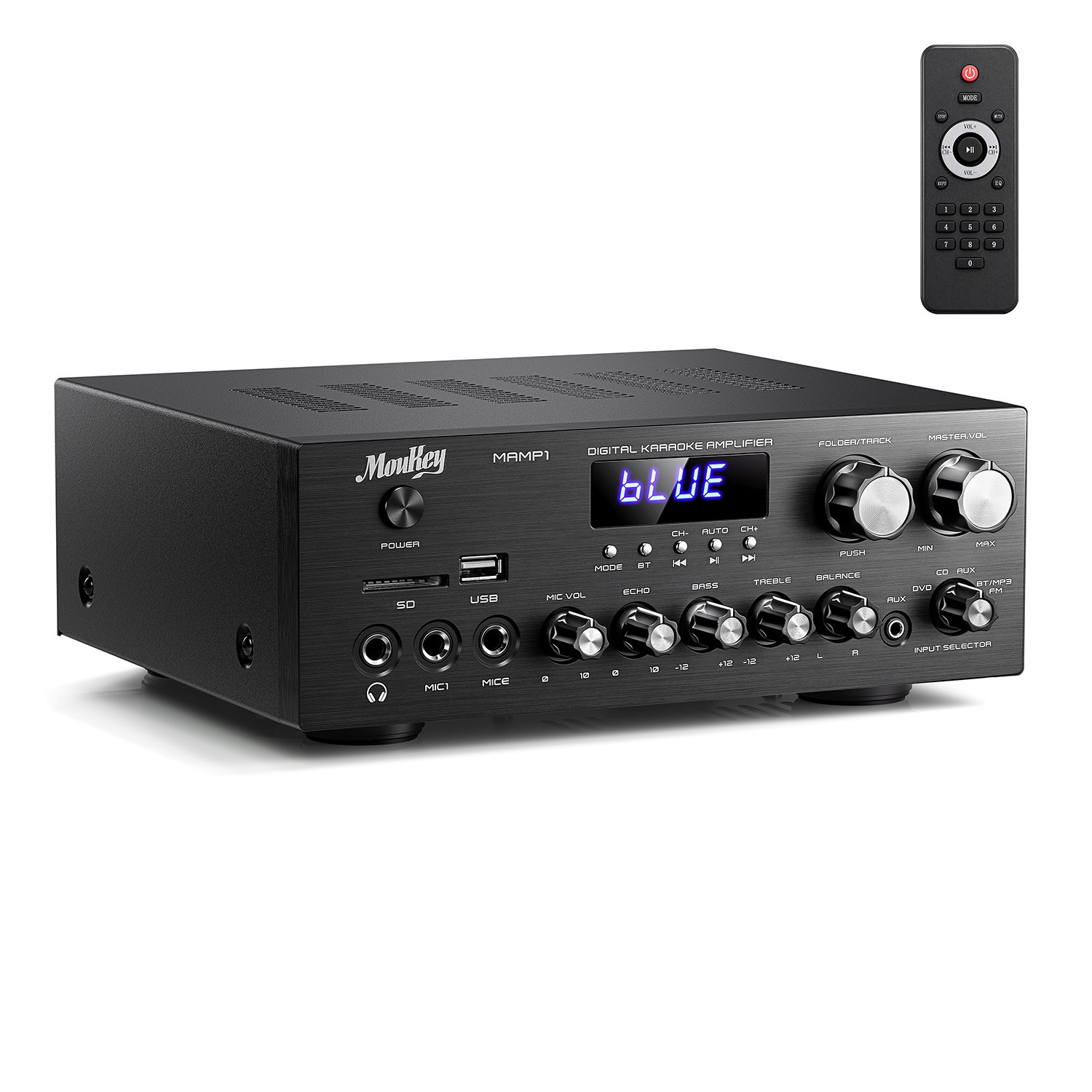 Moukey MAMP1 400W 2 Channel Home Audio Power Amplifier Bluetooth Stereo Receiver