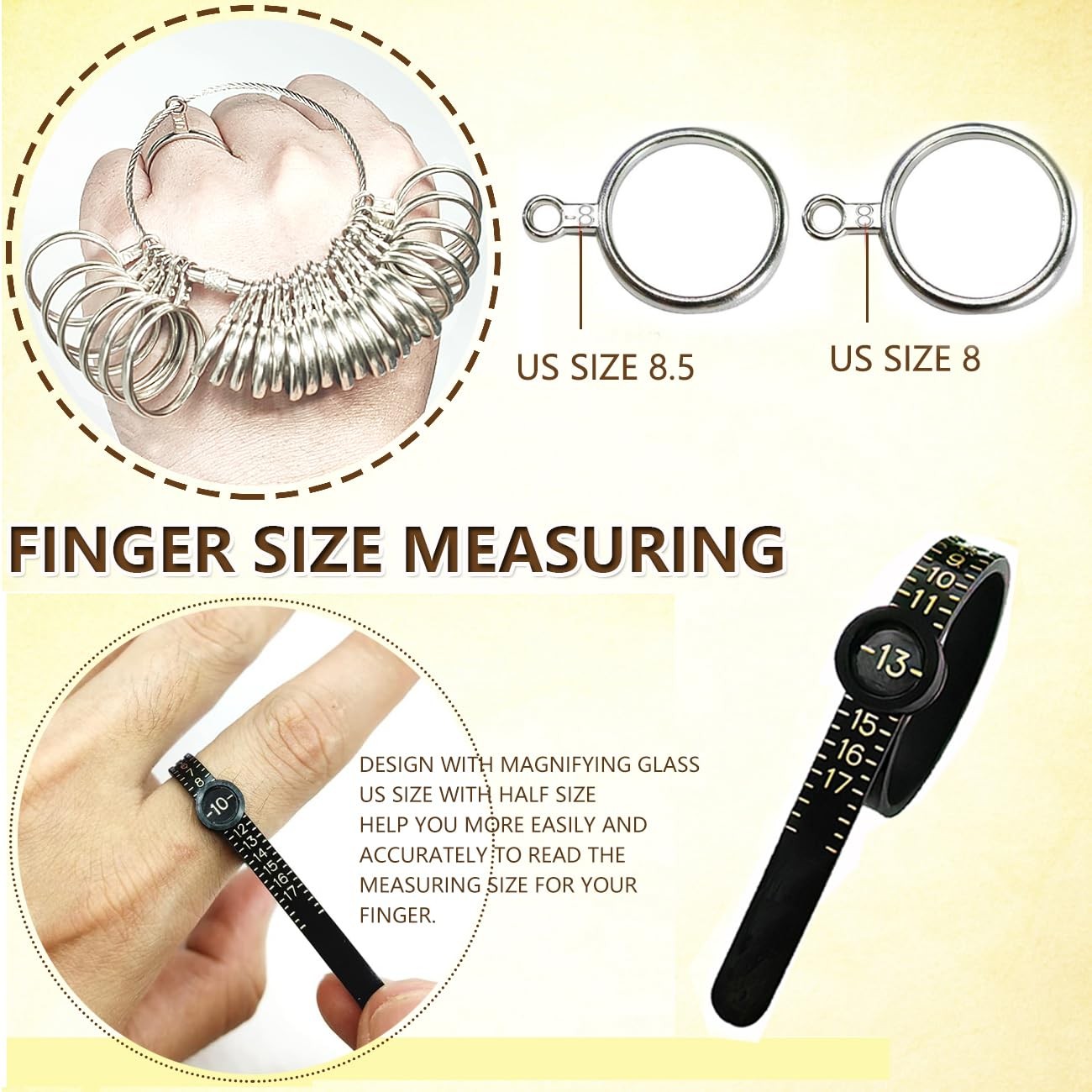 Ring Sizer Measuring Tool Kit Hammer for Ring Making