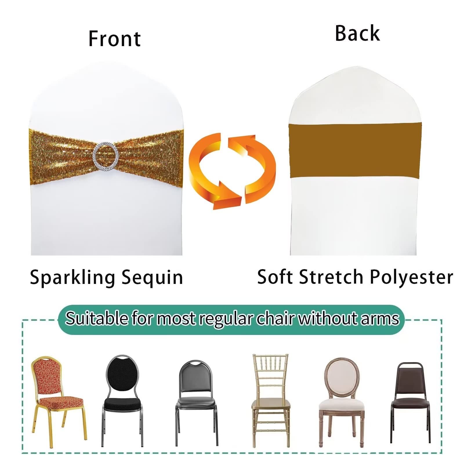 LIZIMI Sequined Chair Sashes Glittering Sequins, Stretch Spandex & Polyester...