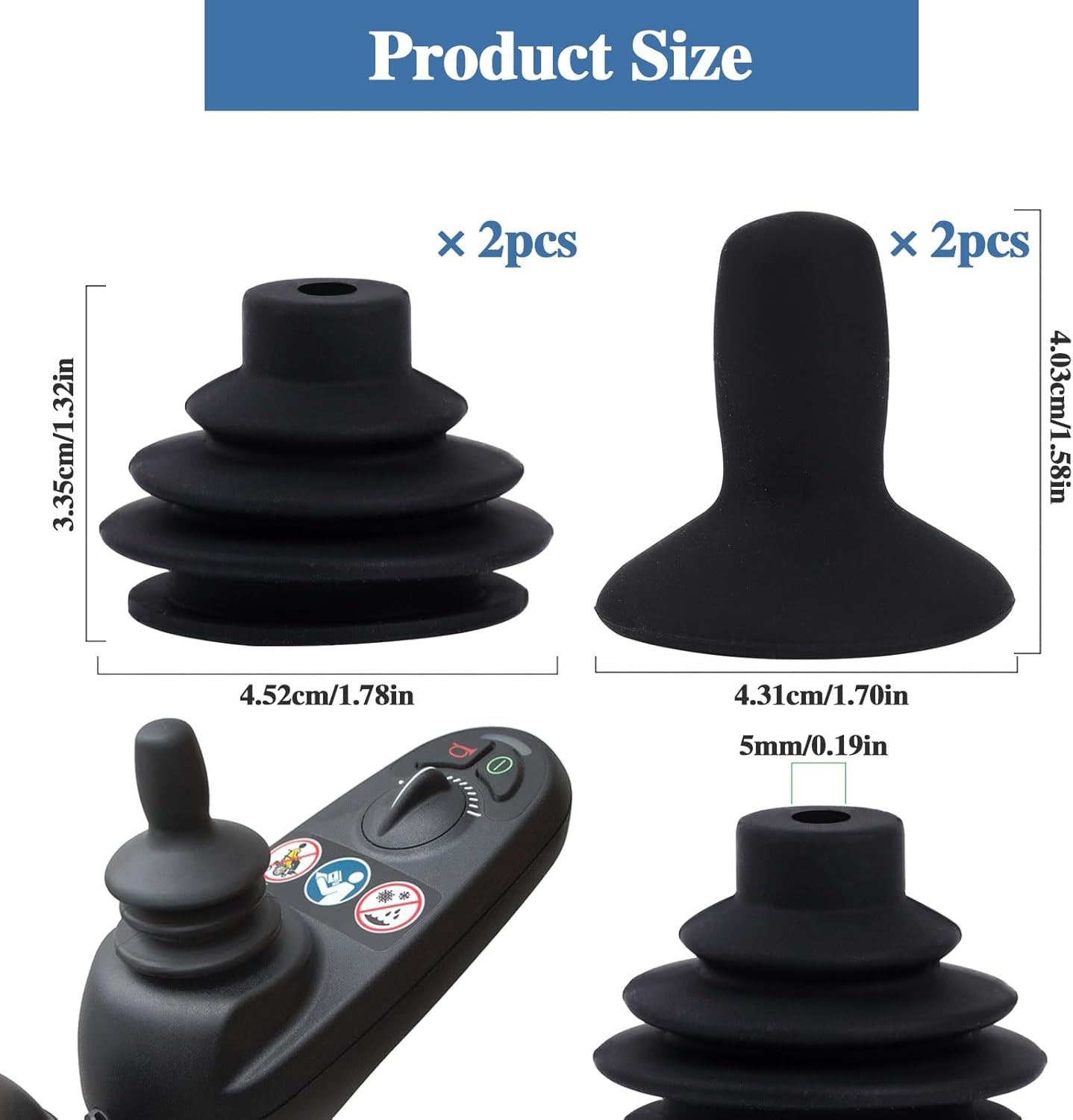 4 Pcs Wheelchair Joystick Button Cap Controller Knob and Gaiter...