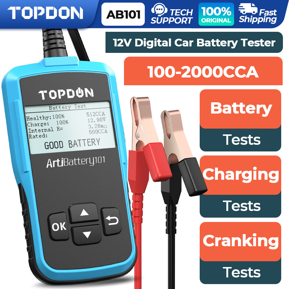 TOPDON AB101 Car Battery Tester 100-2000 CCA Automotive Alternator Analyzer US