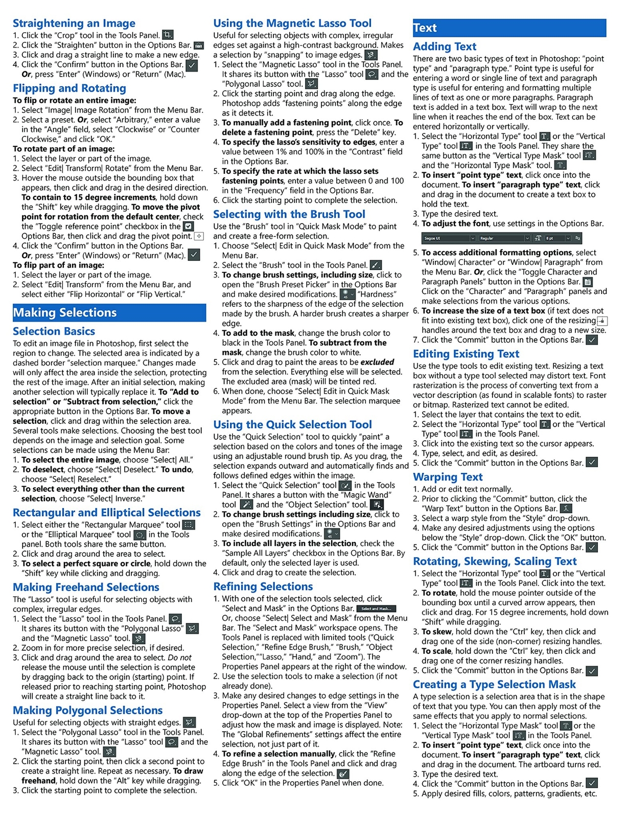 Photoshop 2021 Training Guide Quick Reference Card 4 Page Cheat Sheet Help