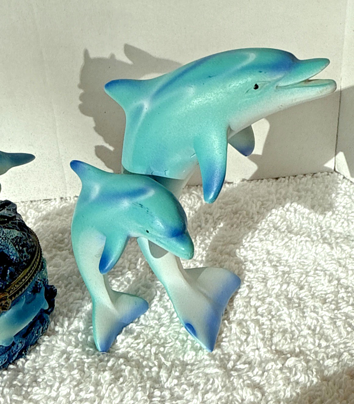 Dolphin Hinged Trinket Box and Figurine Set