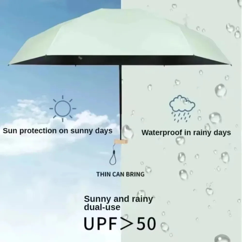 Rubber  Five Fold Umbrella Card Bag Umbrella Sunscreen Pocket Sunshade