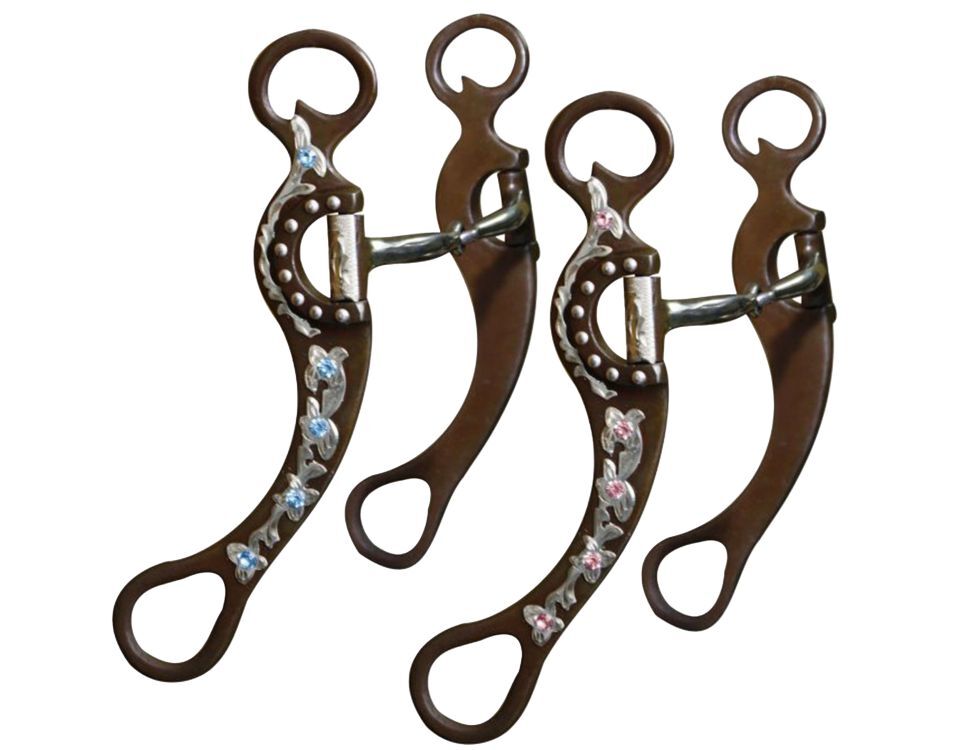 Brown STEEL BIT Engraved SILVER Flower Rhinestone Accents 8.75" Cheeks 5" Mouth