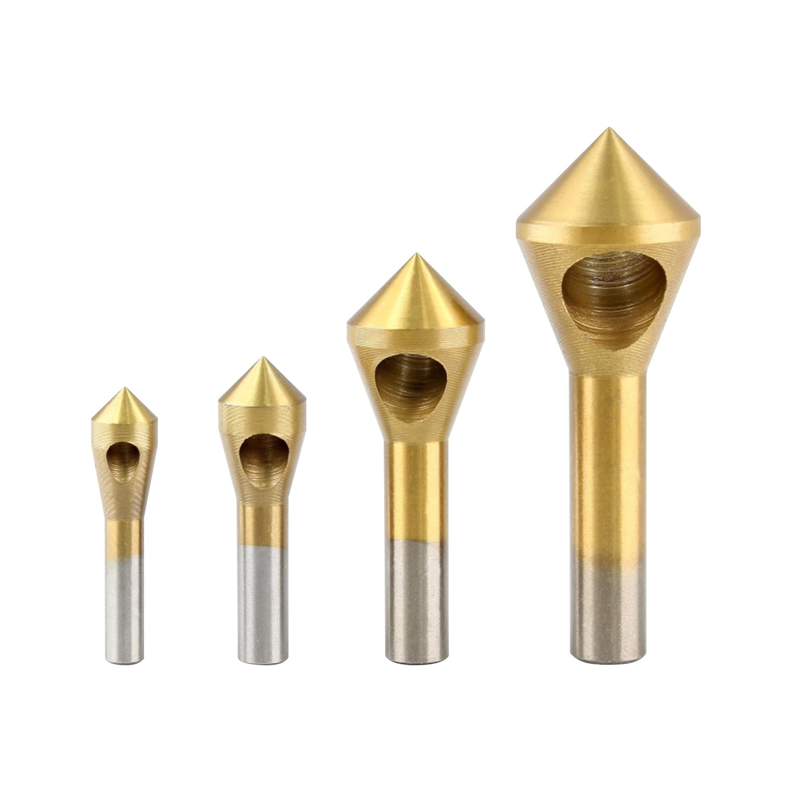 4-piece Countersink Deburring Tool Set, High Speed Steel Woodworking Bits