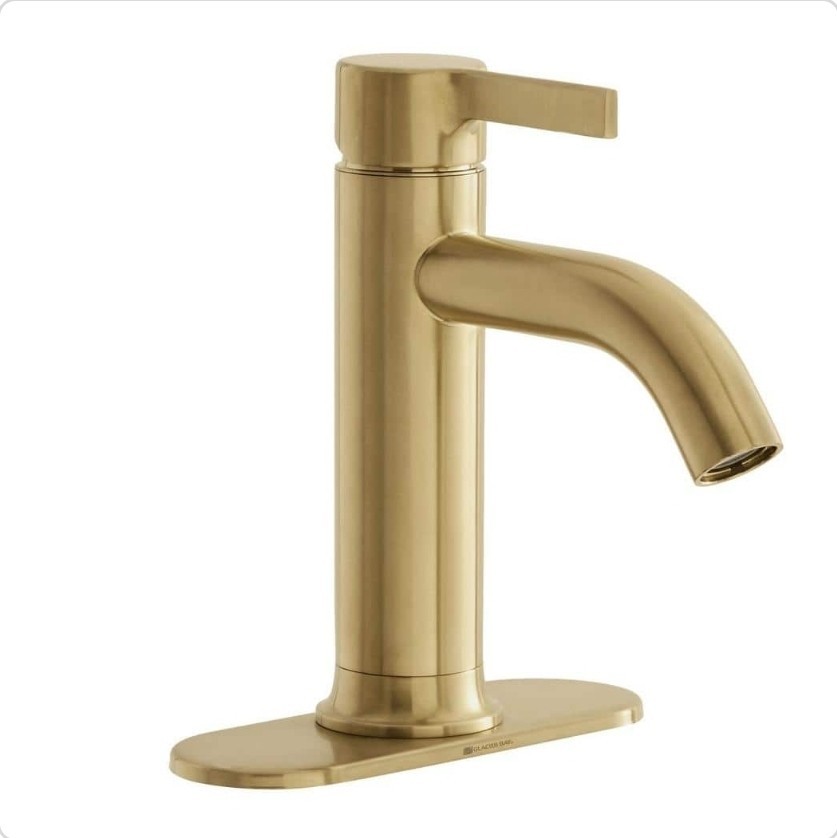 Glacier Bay Ryden Single Hole Single-Handle Bathroom Faucet Brushed Gold Open Bo