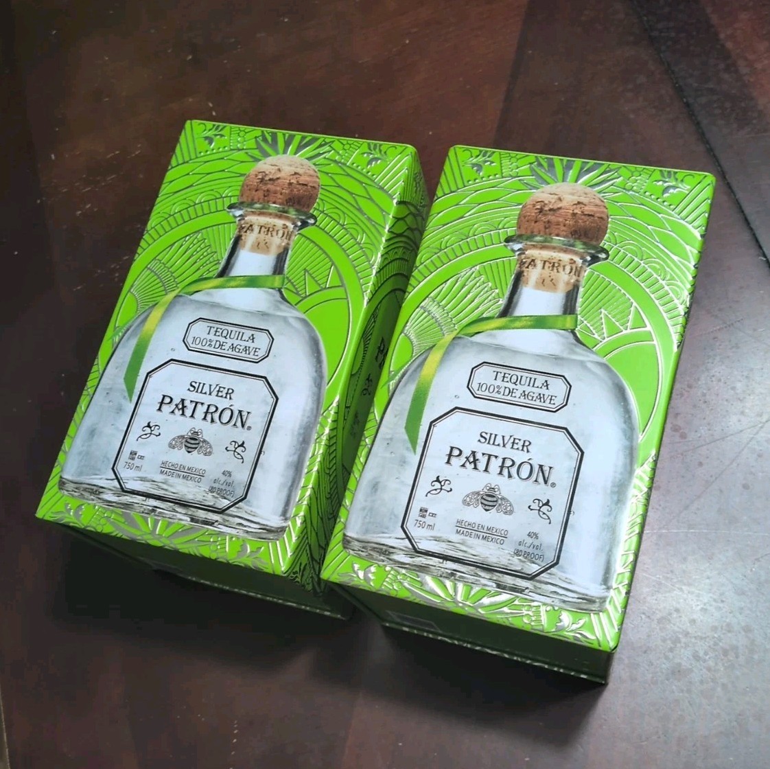 2 NEW SILVER PATRON TEQUILA LIMITED EDITION TINS "BOX" ONLY 750ML