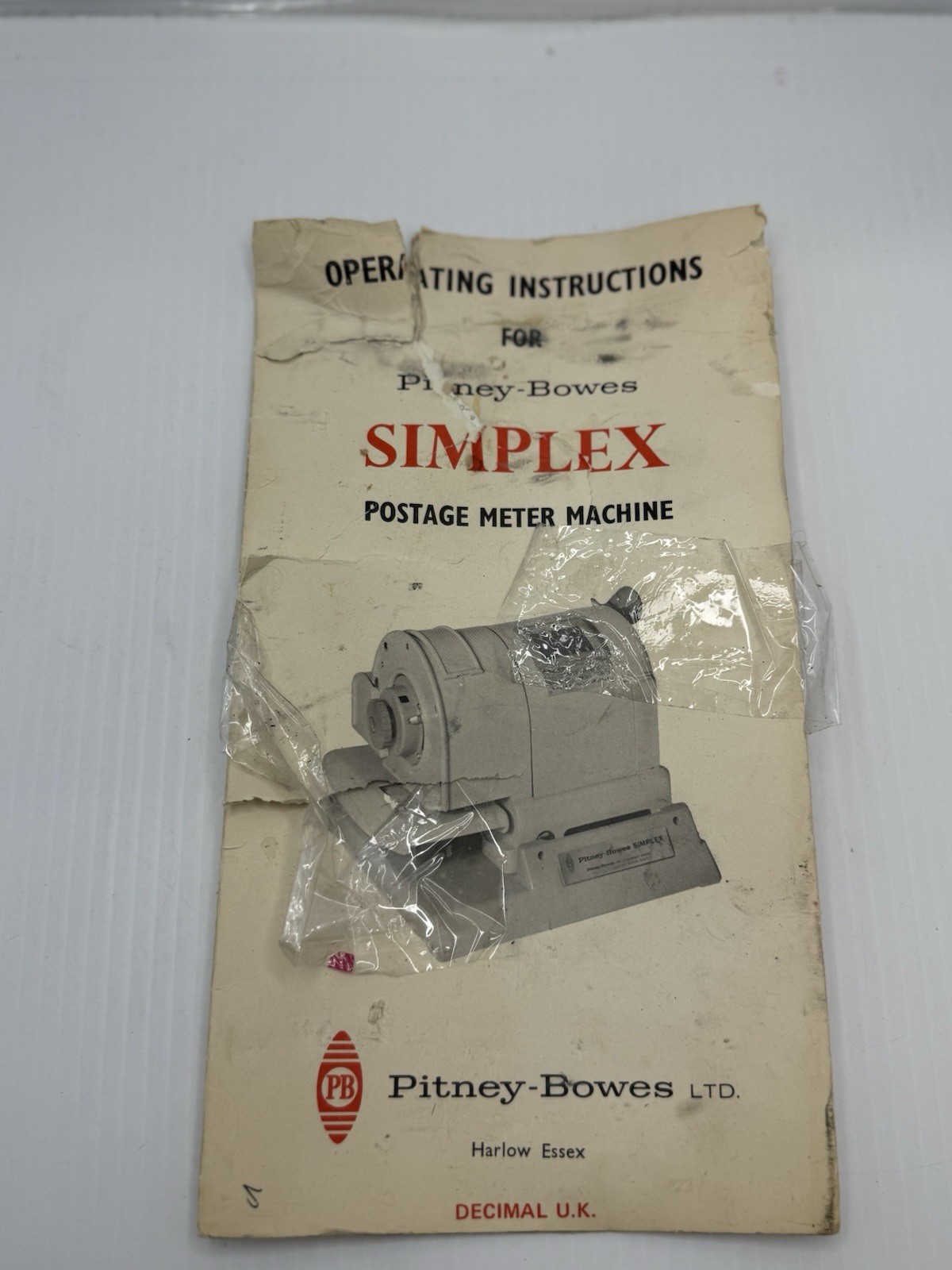 Pitney-Bowes Vintage Simplex Mail Machine Manual