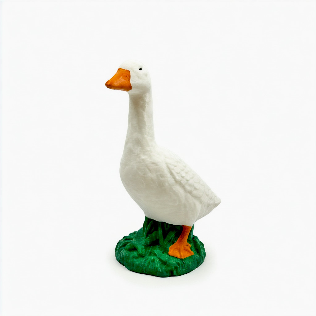 3D Printed Desk Goose 7" Statue Funny Office Decor Gift Untitled White Goose Art