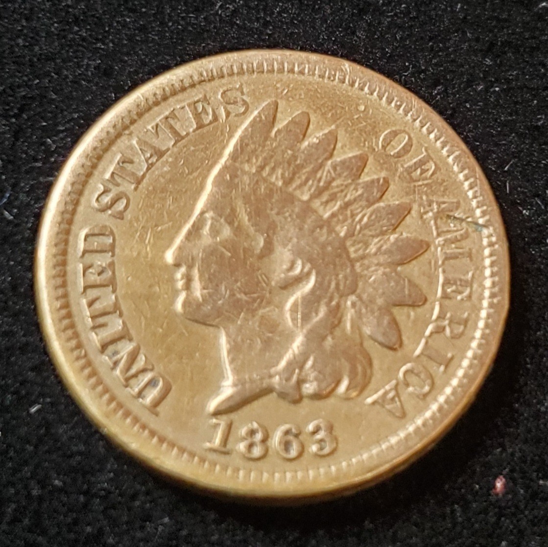 1863 US Indian Cent 1c Fine+