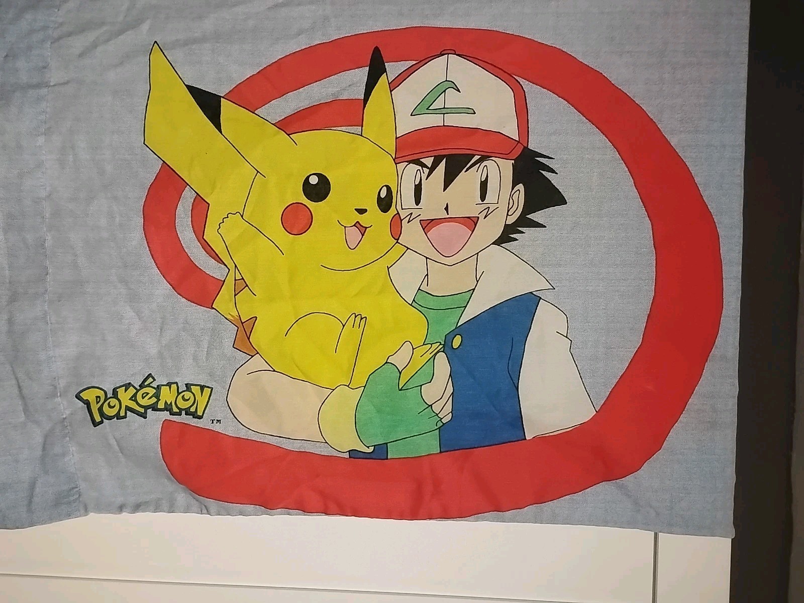Vintage 1998 Nintendo Pokémon Blue Pillowcase Pillow Case Pikachu Ash Squirtle