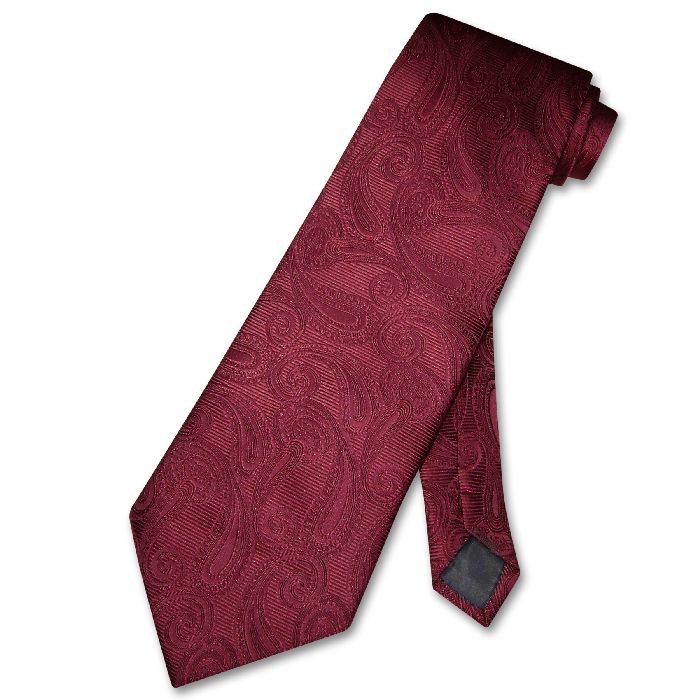 COVONA Men's NeckTie BURGUNDY Color PAISLEY Design Mens Neck Tie for Tux or Suit