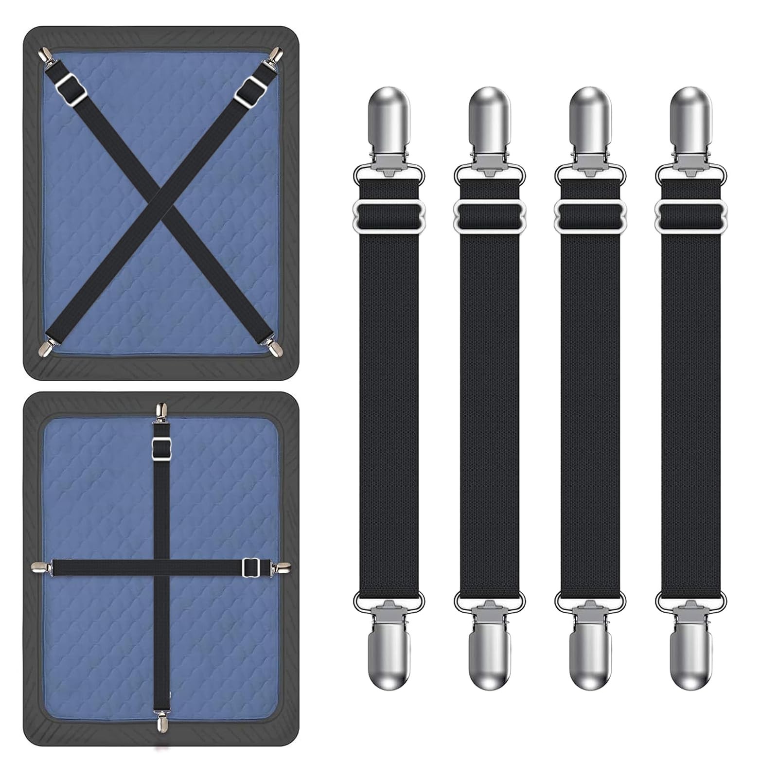 Yoovat Couch Cushion Covers Holder Straps Sofa 4 Pcs Black