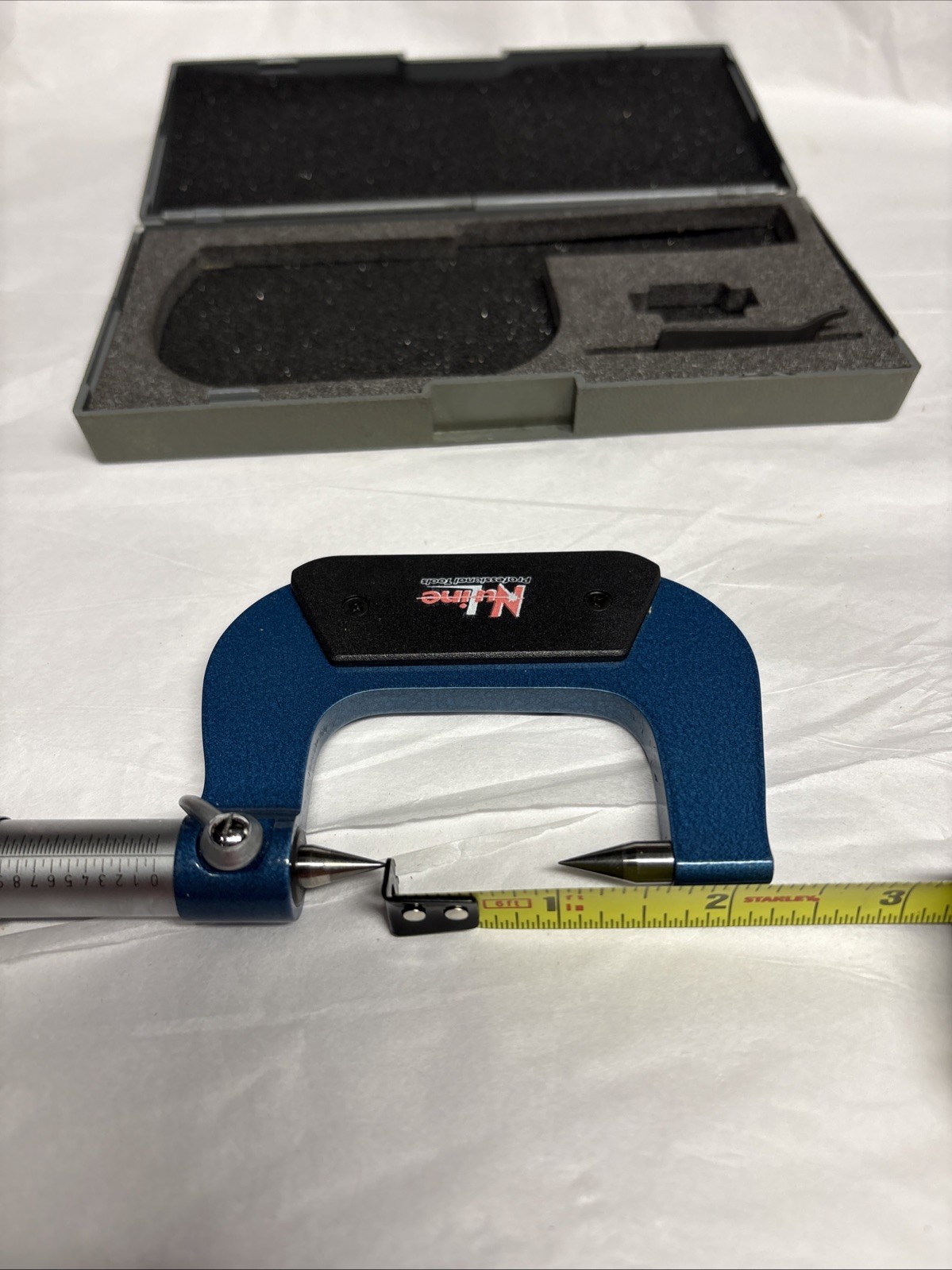 NULINE PRECISION 15° POINT MICROMETER 0-1" RANGE .001" GRADS W/case & Wrench