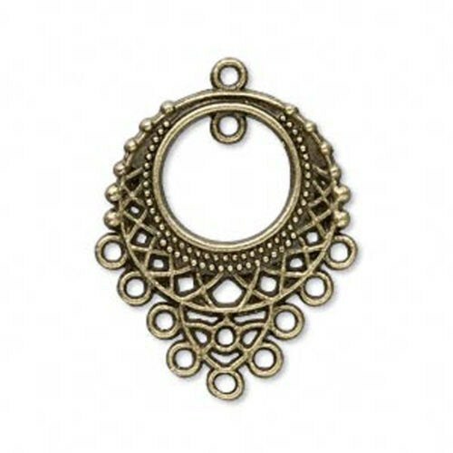 Steampunk Antiqued Brass Pewter 36x24mm Teardrop Pendant Earring Findings 2 pcs