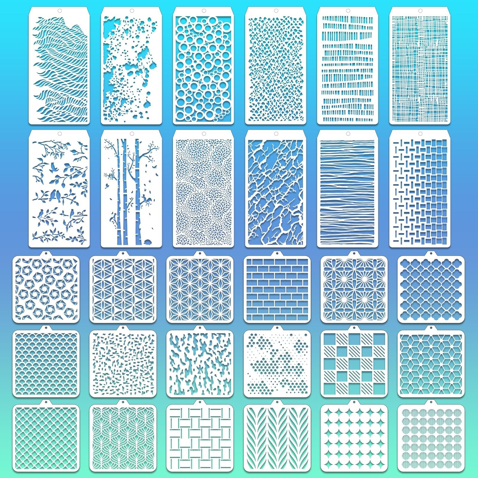 30 Pcs Abstract Layering Stencils - Mixed Media Spray Paint Stencils, Reusabl...