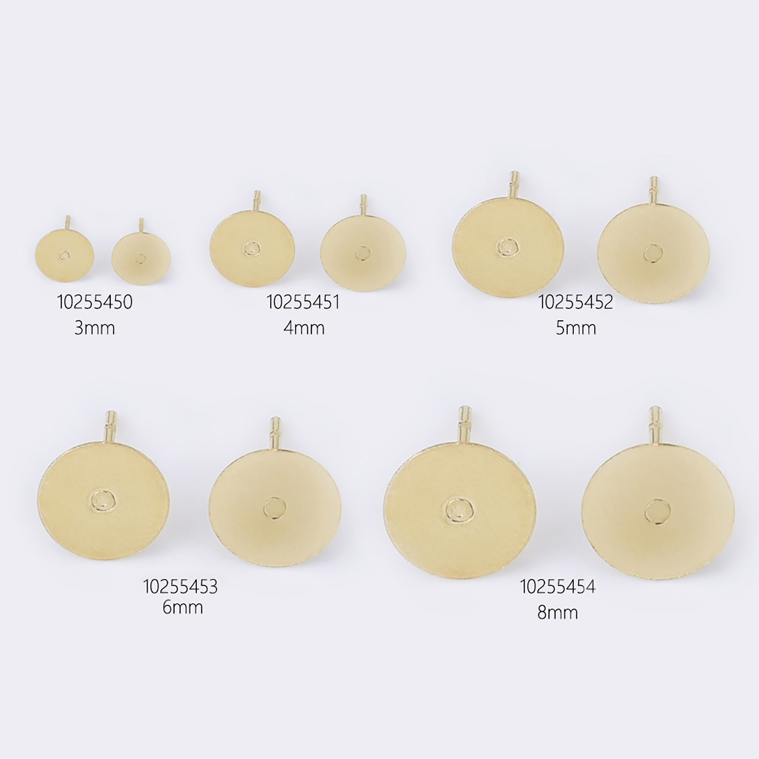 Stainless Steel Bezel Earring Studs Flat Pad Earring Posts with Ear Nut 50pcs