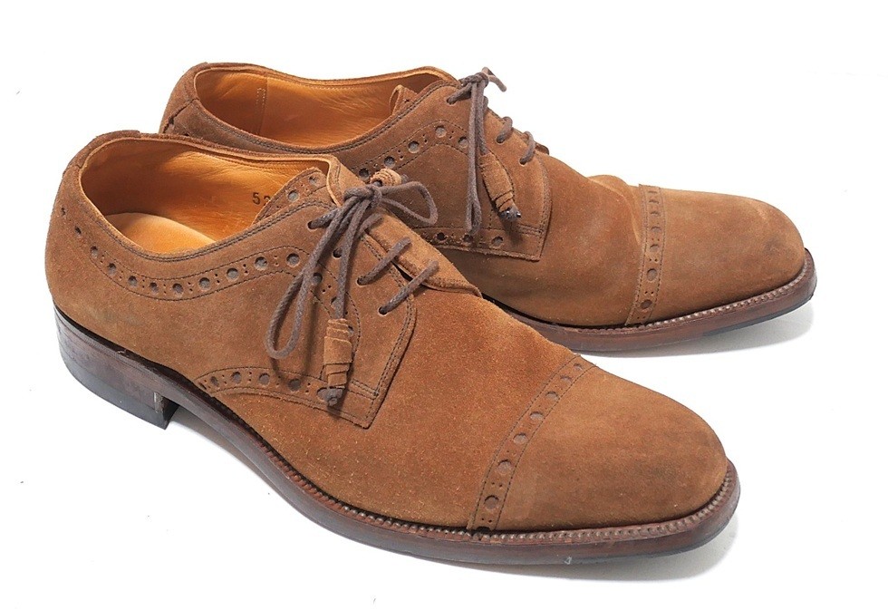 Scotch Grain 520 Suede Shoes Brown 24 1 2 EEE Punched Cap Toe SCOTCH GRAIN