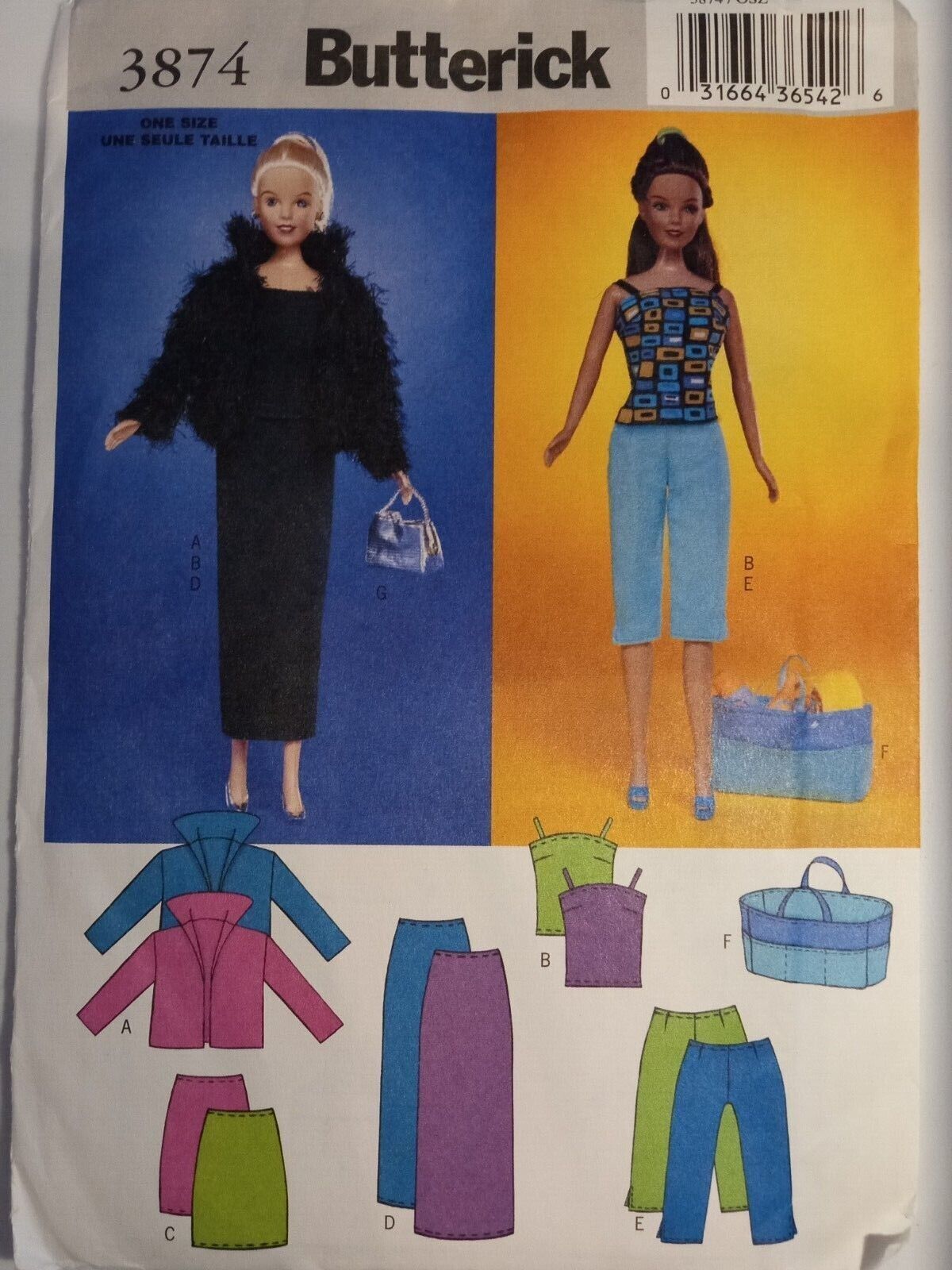 Butterick 11 1/2" Fashion Doll Clothing Patterns fit Barbie-type -You choose