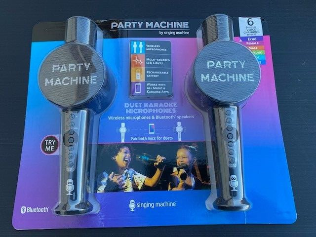 Singing Machine Party Machine Duet Microphones with Bluetooth and Voice Changers