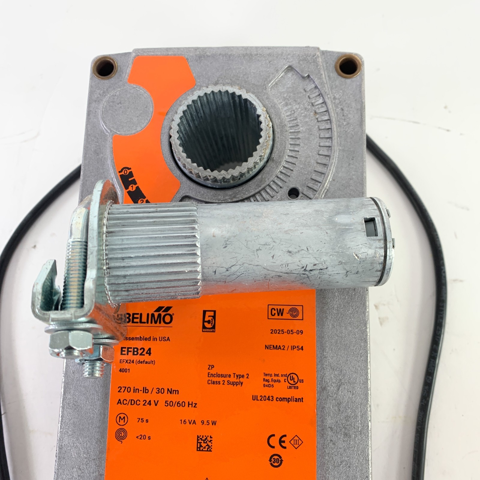 Belino EFB24 Damper Actuator 24v 270 in-lb Spring Return