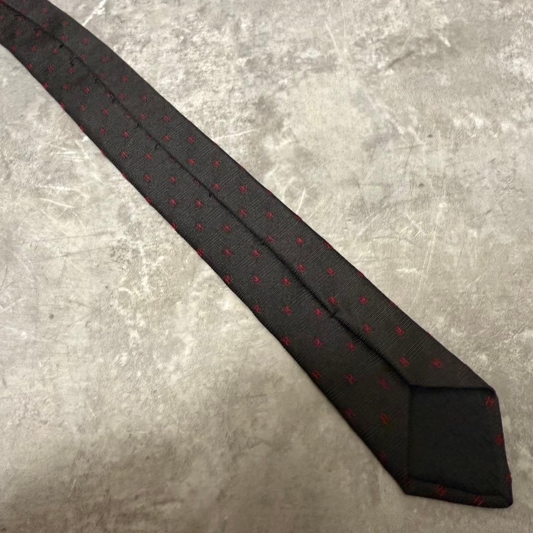 HERMES Tie Black Fasone H Pattern