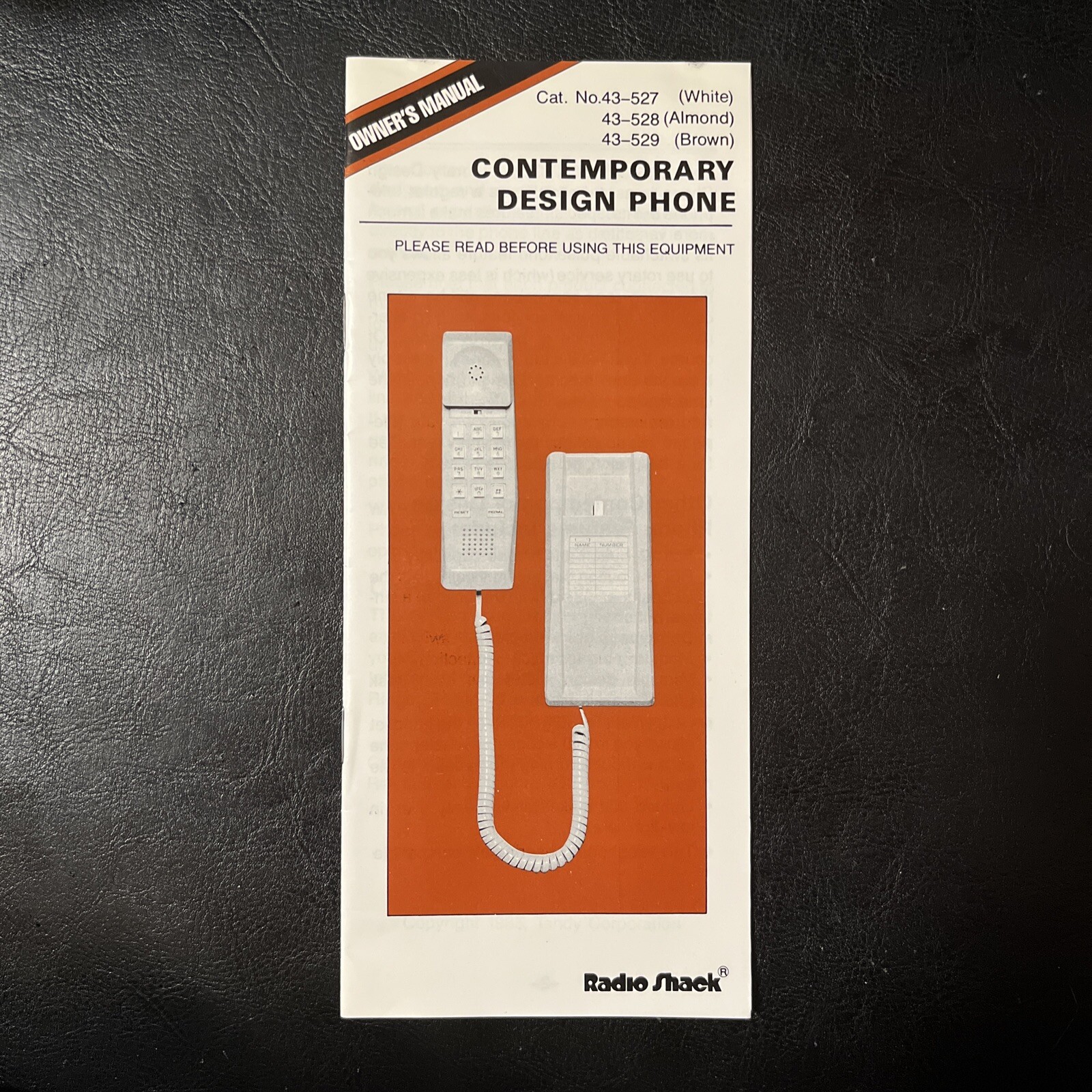 Radio Shack Manual Contemporary Design Phone Instructions [M1]
