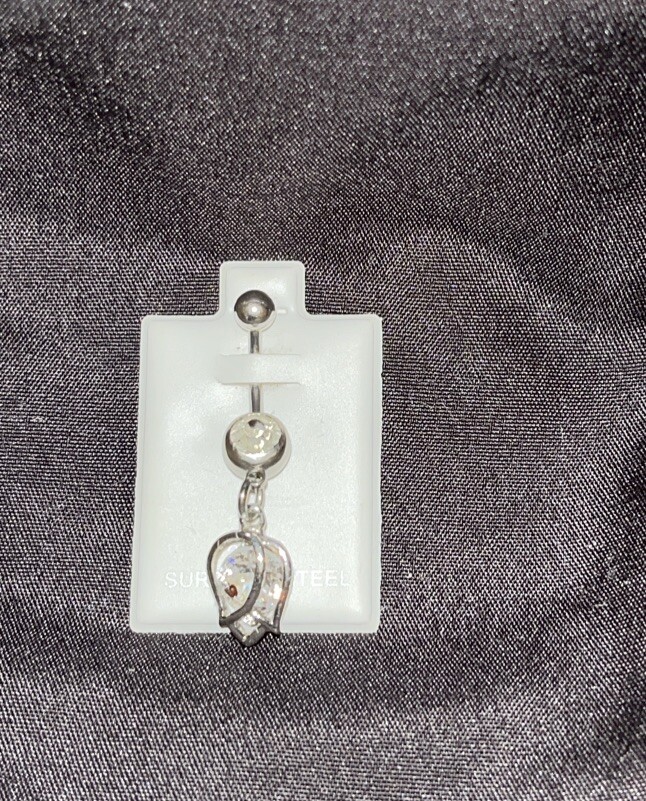 Tulip Belly Ring 316L Surgical Steel Navel 2” Barbell Dangling