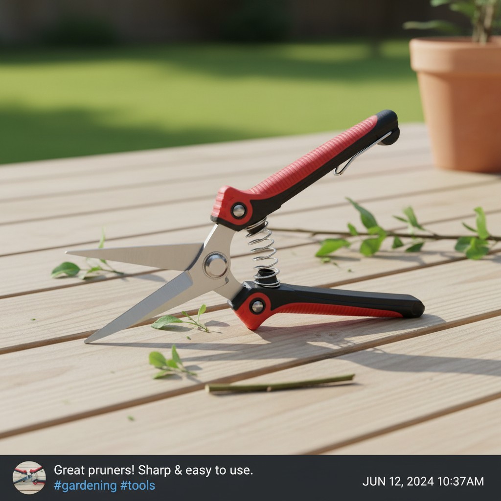 Pruning Scissors 8.1-Inch Straight Stainless Steel Garden Shears, Anvil Hand ...