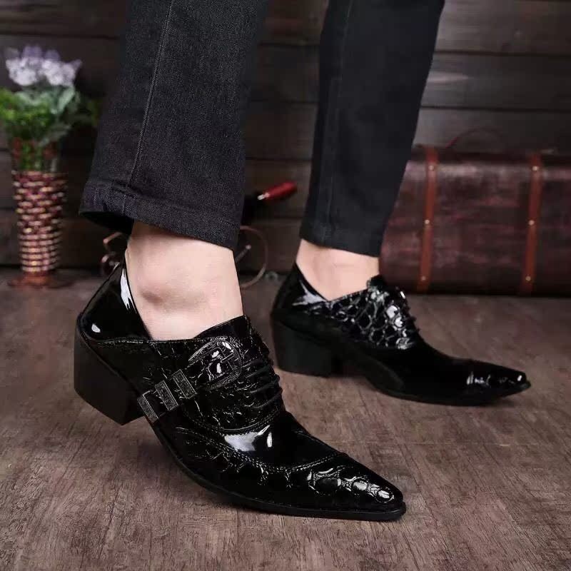 Mens British Pointy Toe Buckle Shiny Wedding Leather Business Party Shoes Hot