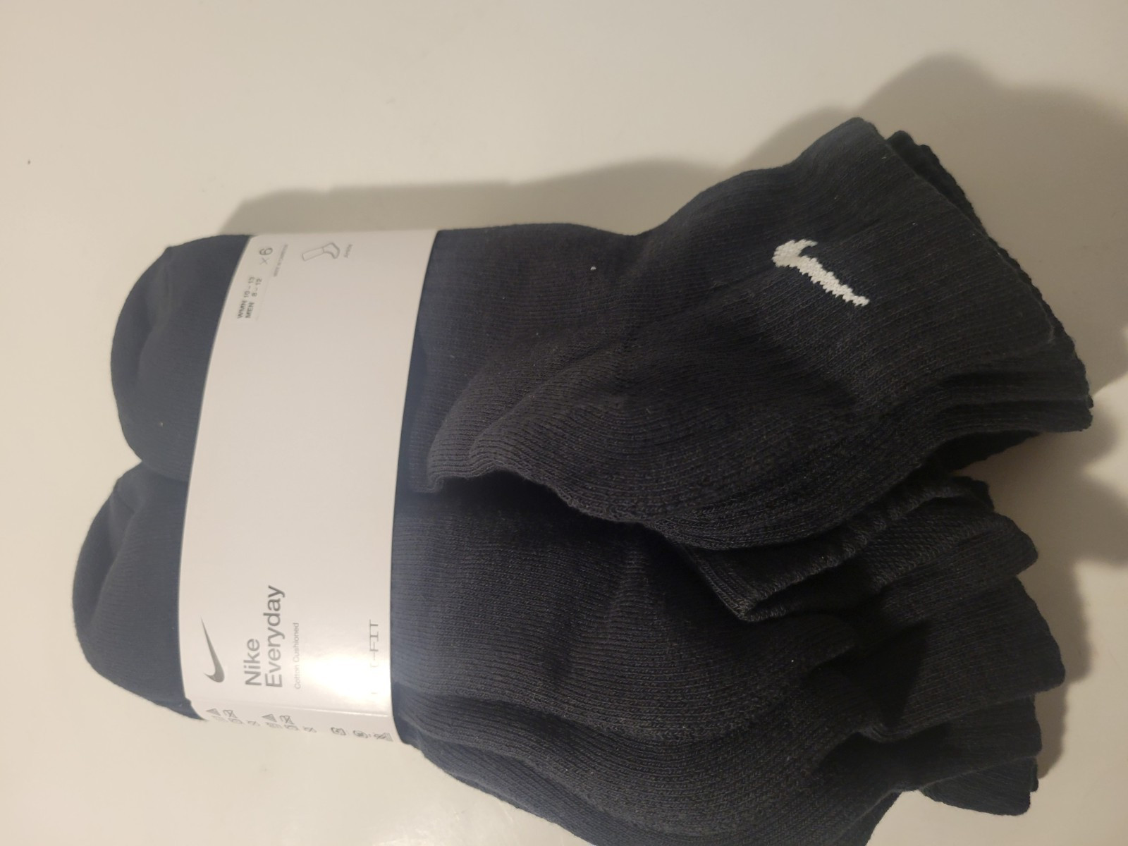 Nike Everyday Cushion Ankle Training Socks 6 Pair, Black, L  new nwt