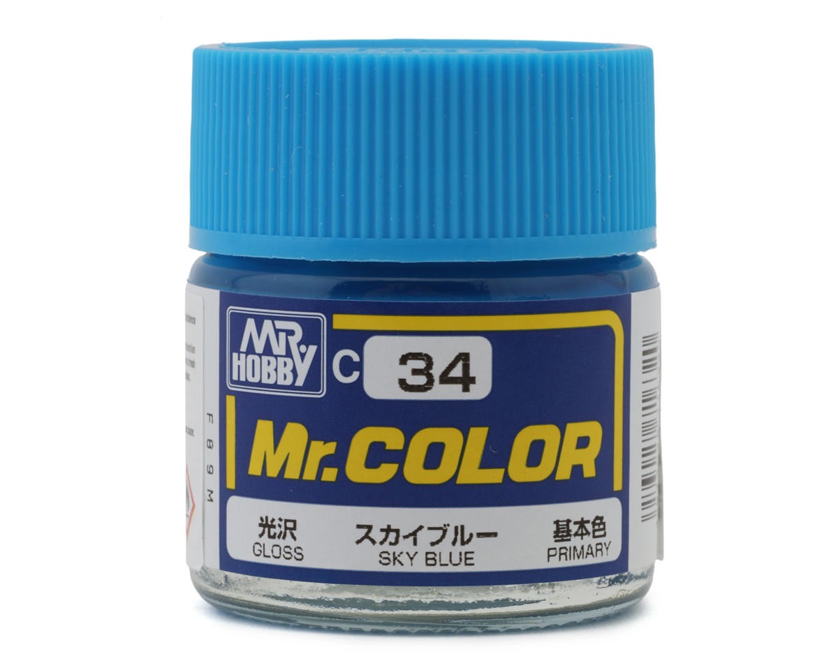 GSI Creos Mr. Hobby C34 Gloss Sky Blue Acrylic Hobby Paint (10ml) [GUZC034]