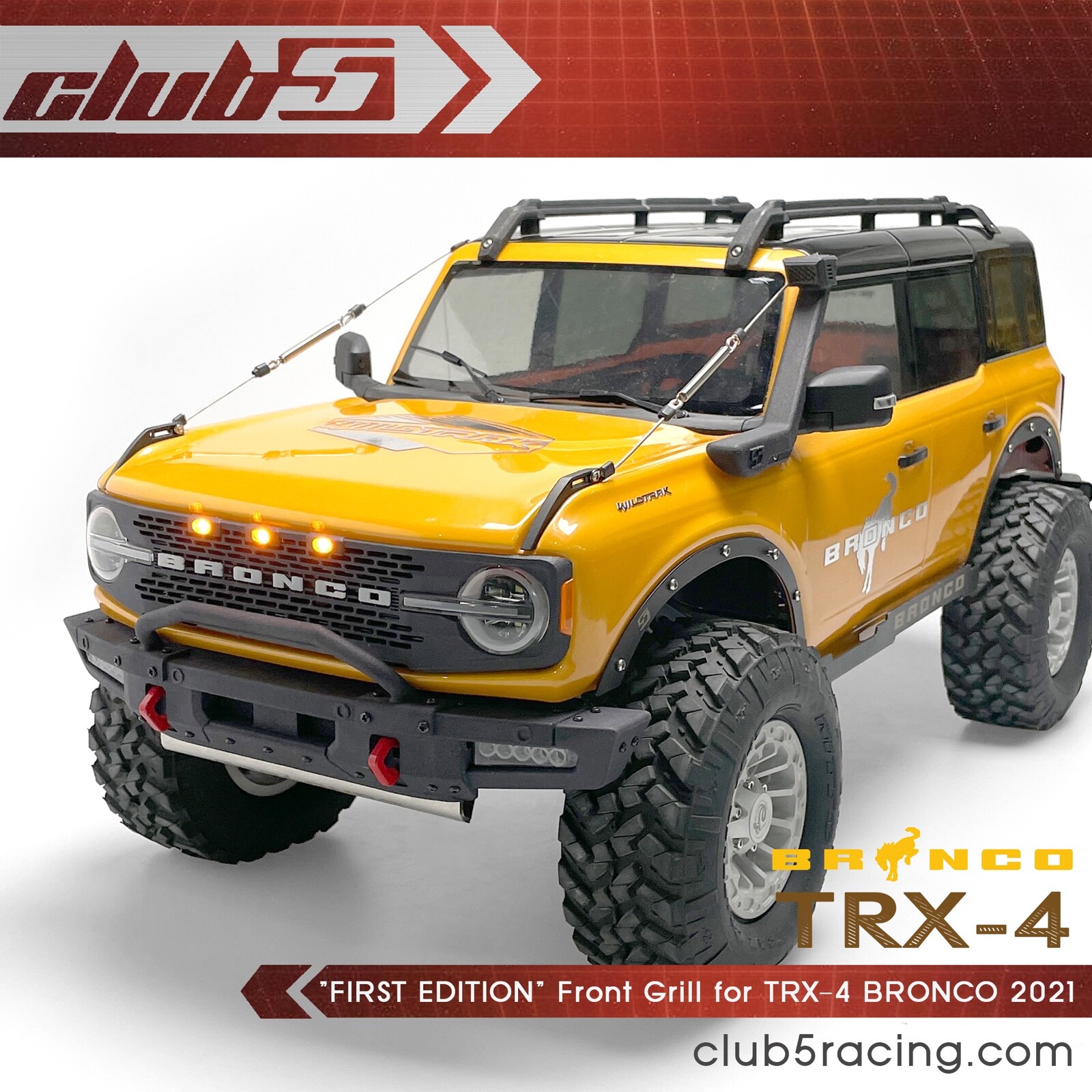 Custom Front Grille w/ LED for Traxxas TRX-4 2021 Ford Bronco