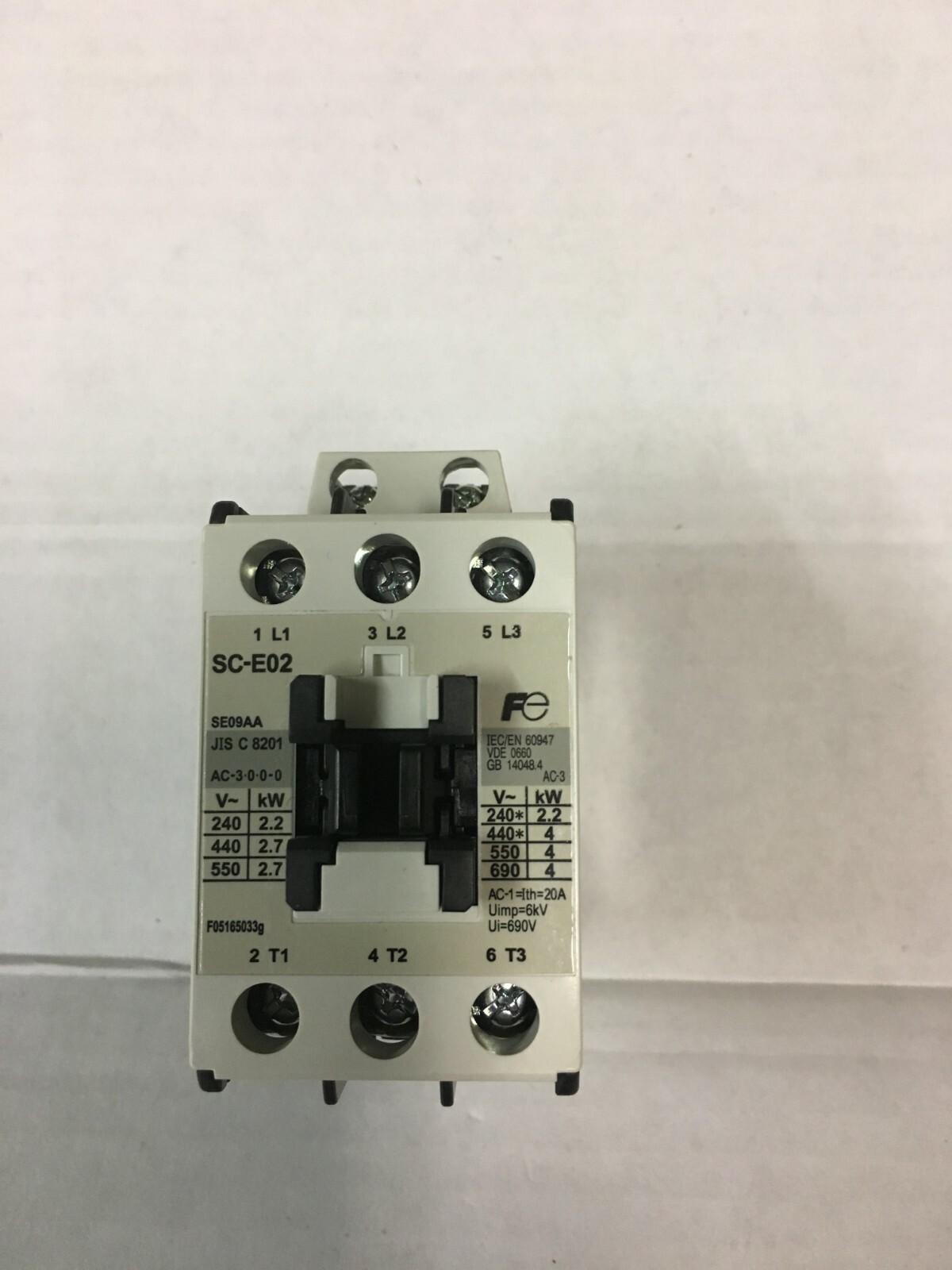 FUJI SC-E02  ELECTRIC CONTACTOR 3PHASE 20AMP 3 NO 24VAC COIL (B-T)