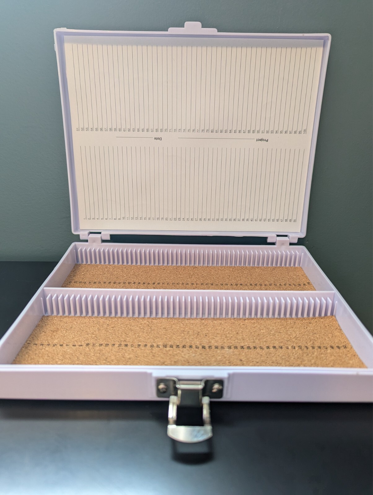 100-Place Slide Storage Boxes with Cork Lining, Microscope Slide Holder for Lab