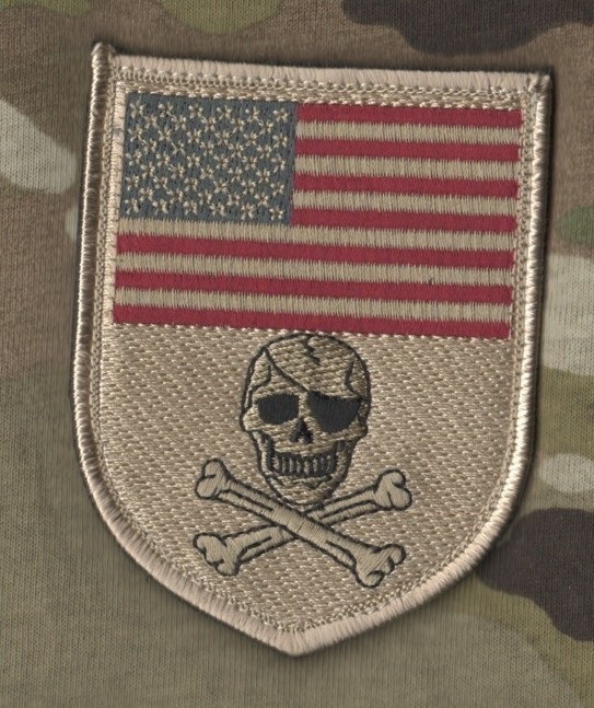 WAR ON TERROR ARMED FORCES SANDBOX JOINT TASK FORCE vêlkrö PATCH: US FLAG SKULL