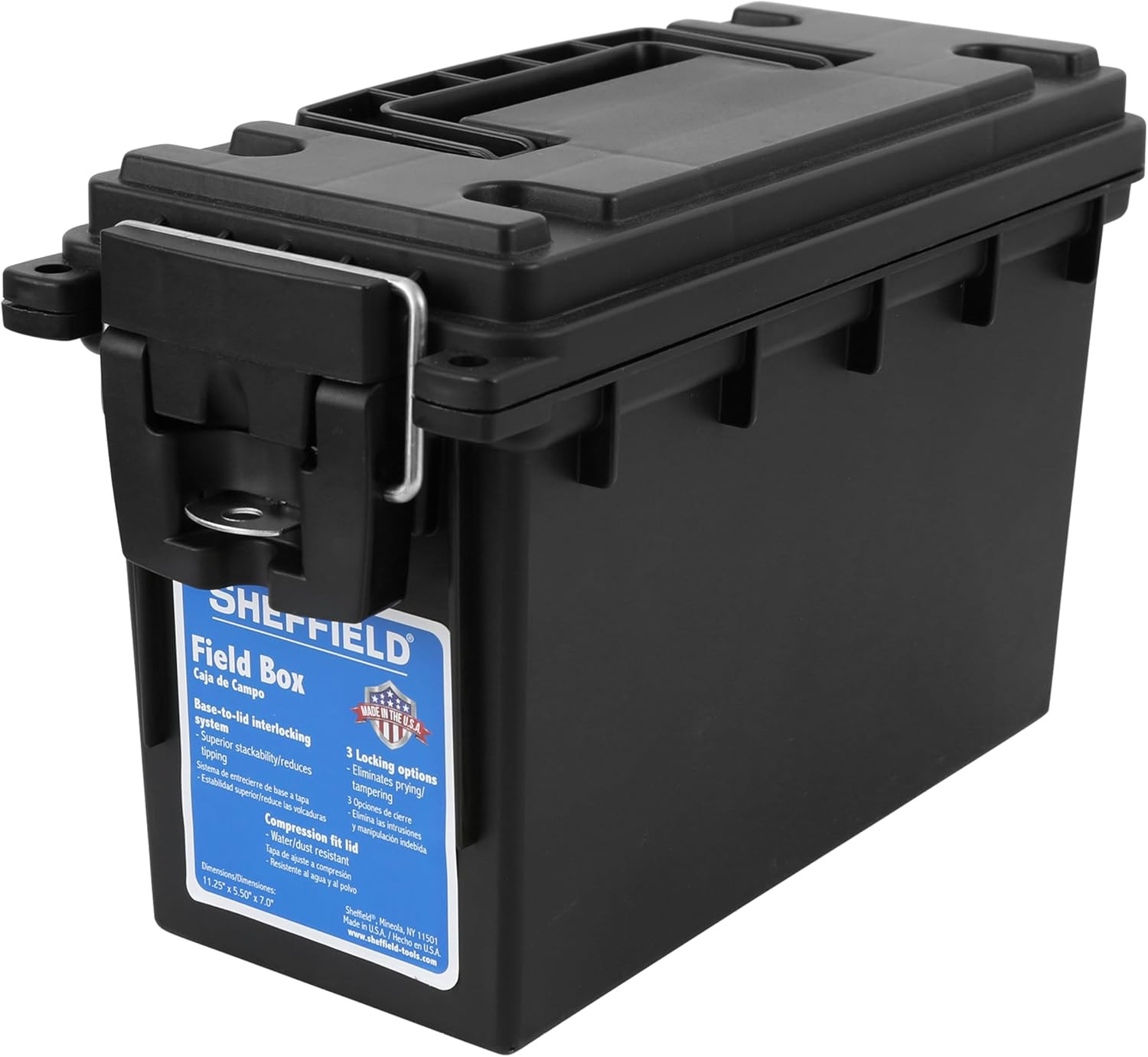 12629 Ammo Storage Box, Stackable .30 Cal Field Box, Made in USA, Black, 1-Pack