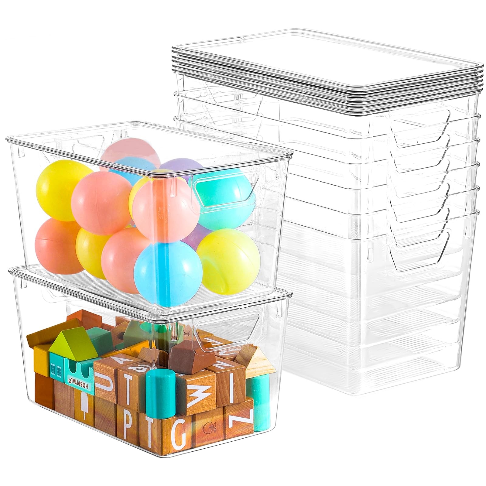 Freebat 6 Pack Clear Storage Bins Lids 7 Quart Stackable Storage Boxes For