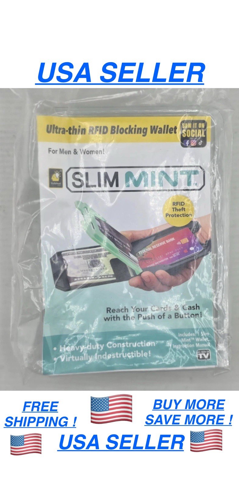 Slim Mint Wallet Leather Edition Leather Edition Ultra-Thin RFID-Blocking,