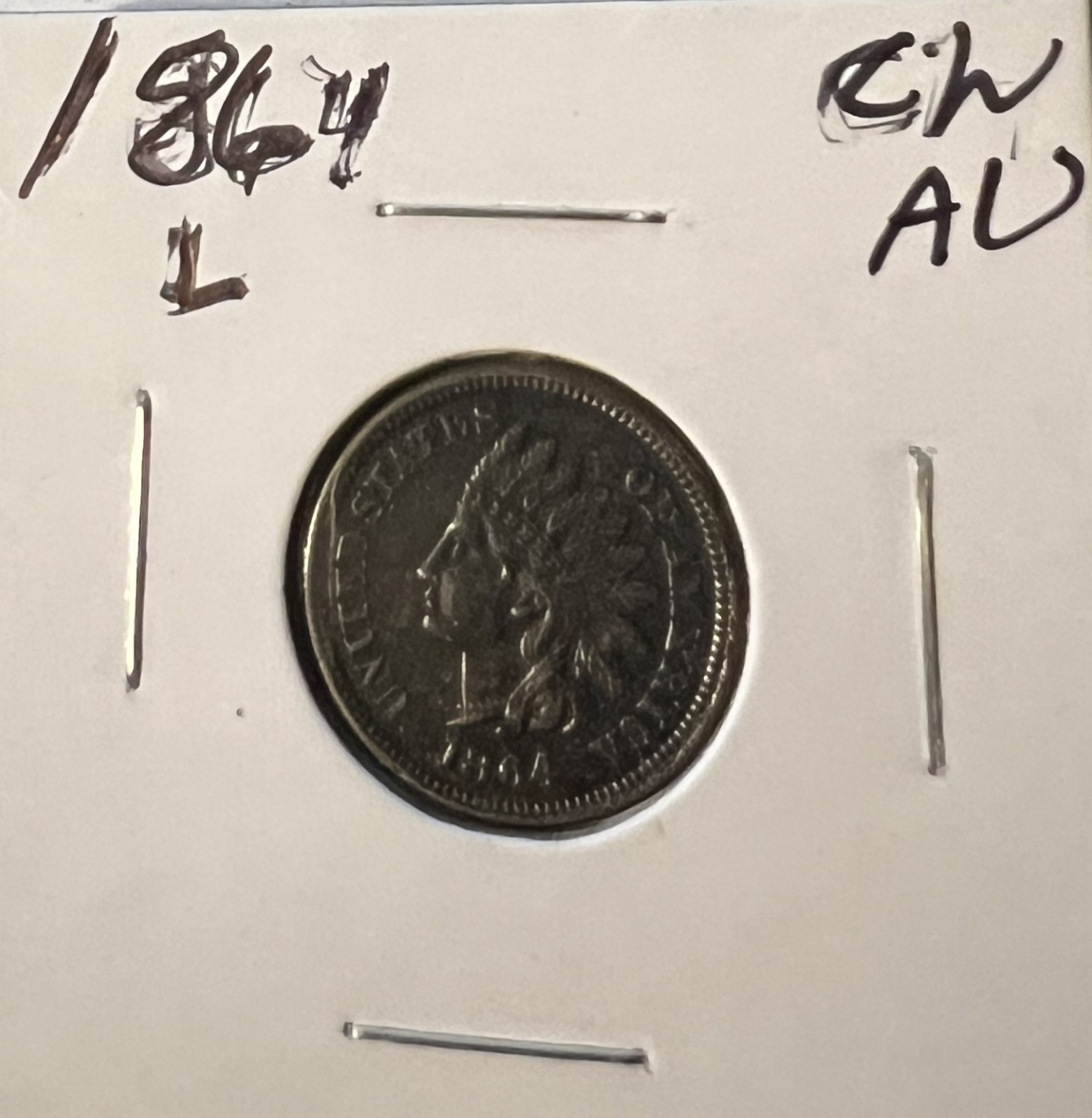 1864-L INDIAN HEAD CENT GRADES CHOICE ALMOST UNCIRCULATED  ACTUAL COIN #10619