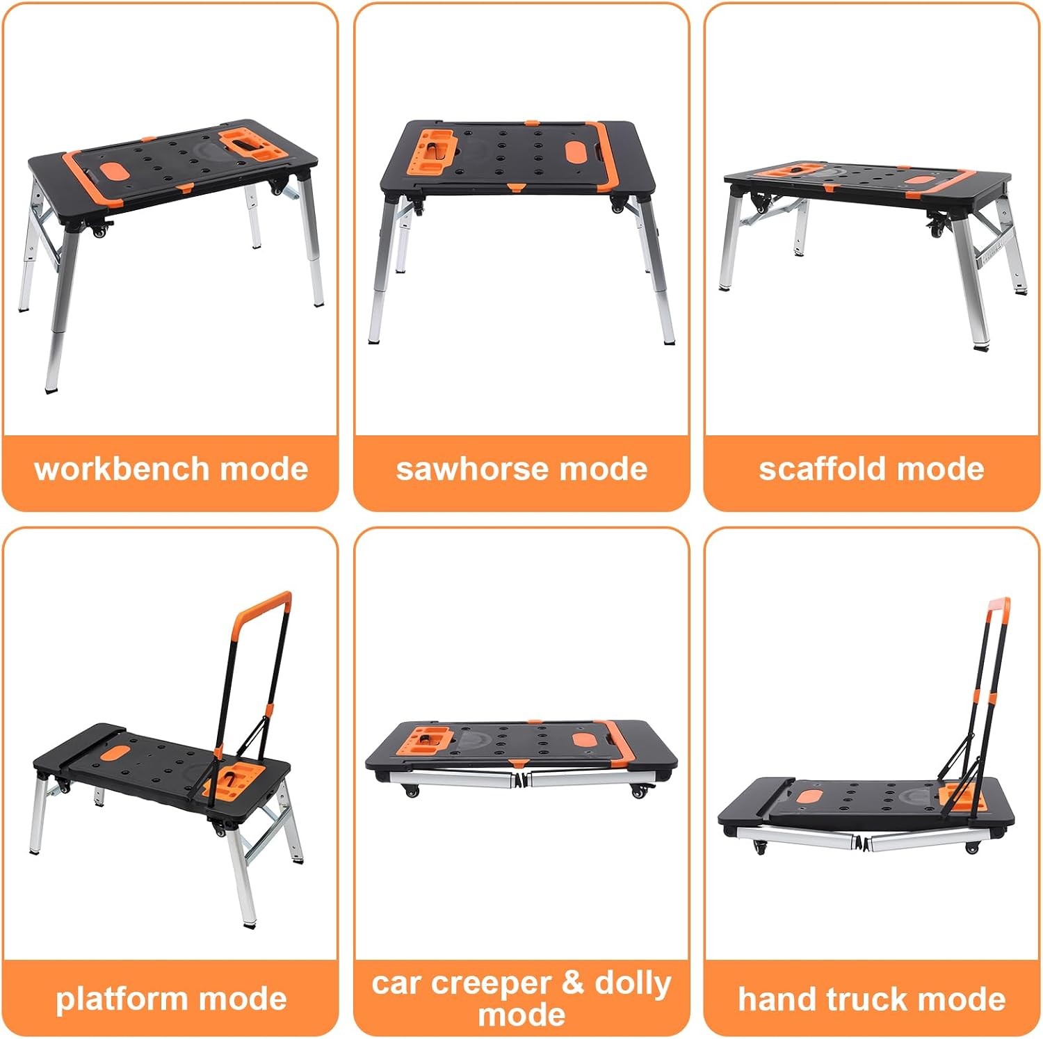 7 in 1 Work Benches Multifunctional Folding Work Table with 4 Wheels |