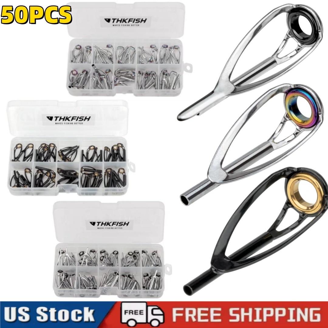 50PCS Rod Tip Fishing Rod/Pole Replacement Stainless Steel Tip Tops Repair Kits