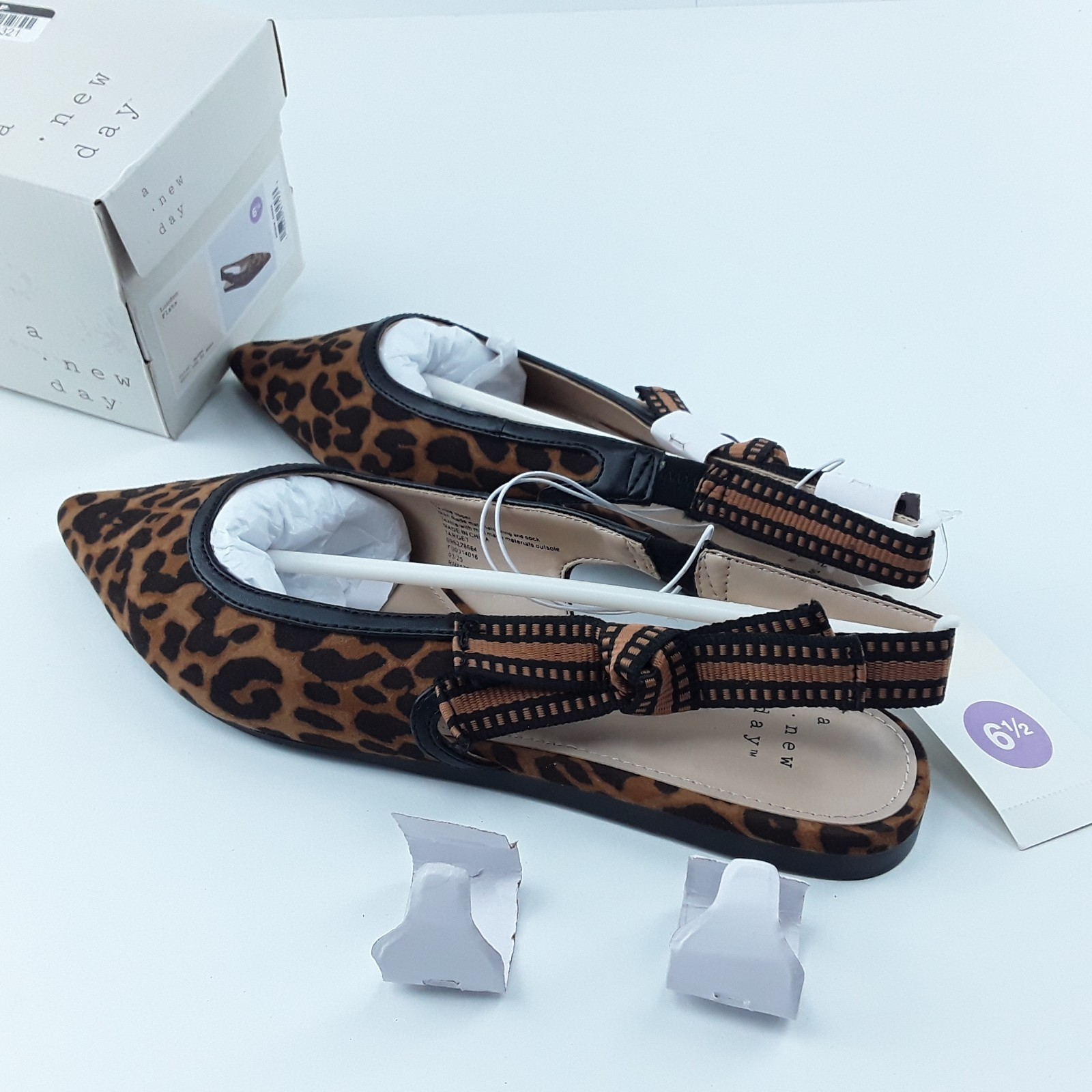 A New Day London Pump Womens Brown Leopard Print Pointed Toe Flat Shoes