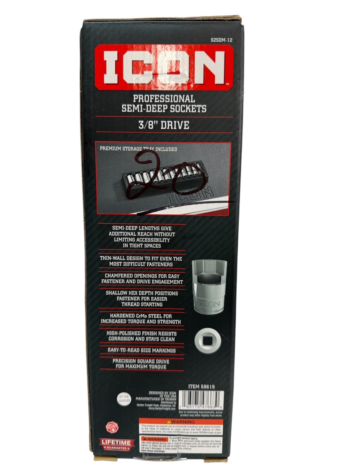 Icon S2SDM-12 Professional Semi-Deep Sockets 3/8" Drive
