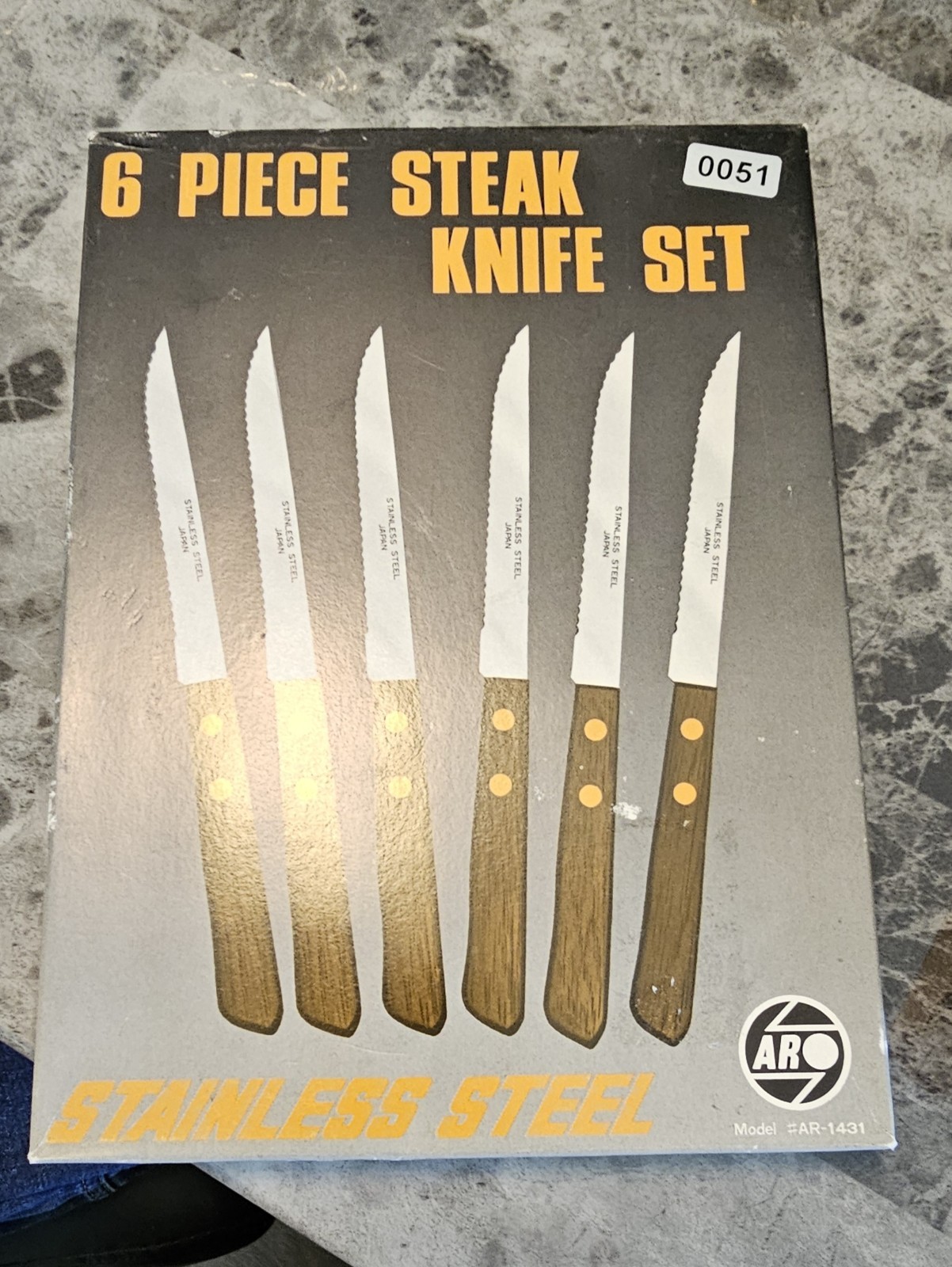VTG Box Set Of 6 Wood Steak Knives Made In Japan S4